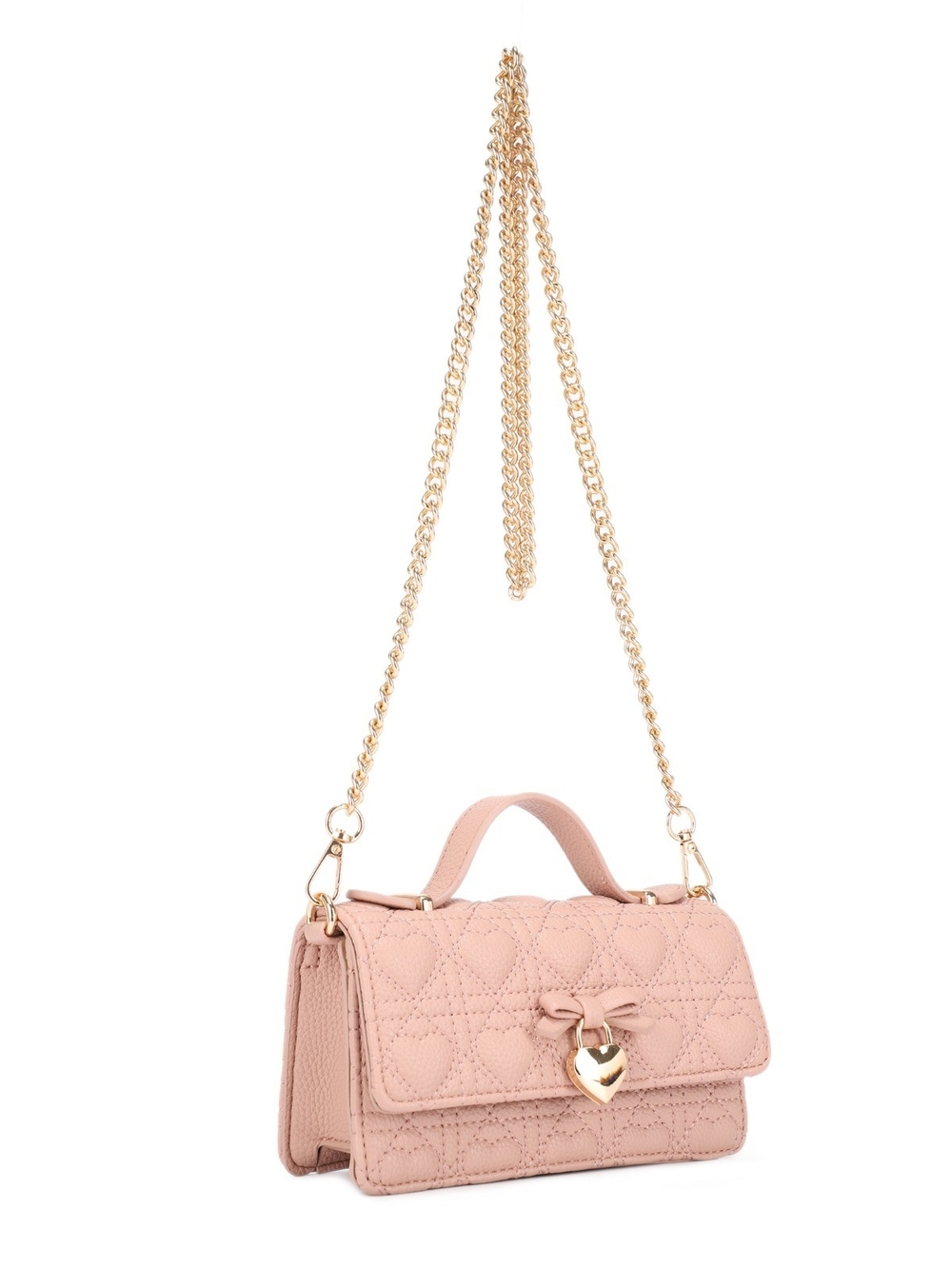 Women's Quilted Heart-Accent Shoulder Bag